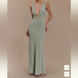 Meshki Green Plunge Neck Dress